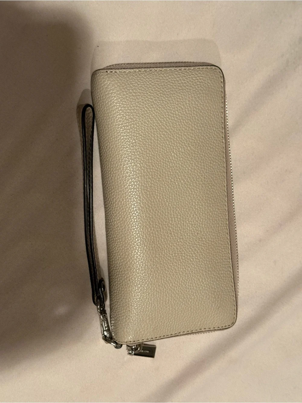 Michael Kors Light Taupe Pebbled Leather Wristlet